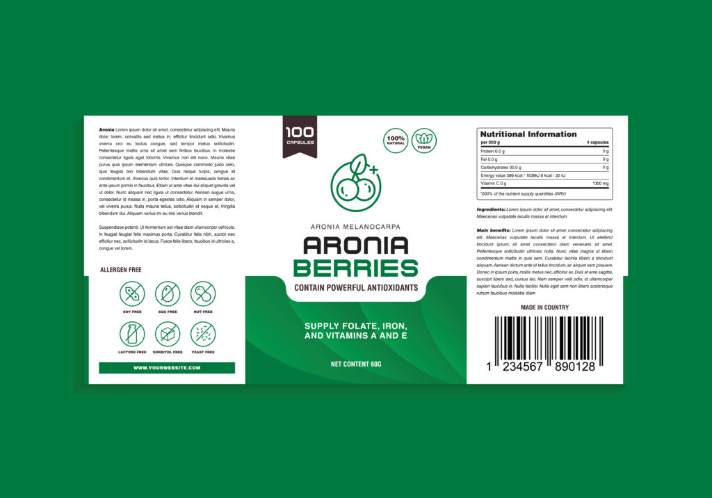 Aronia,Berries,Supplement,Vitamin,Organic,Alergen,Free,Label,Design - Affiliate Nutra